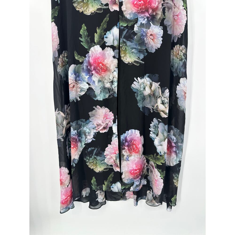 Adrianna Papell Floral Wide Leg Jumpsuit Flutter Sleeve Formal Maxi Dress Black - Picture 6 of 14